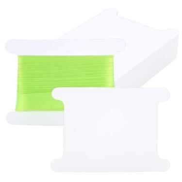 Imagem de PH PandaHall 50 peças bobinas de papel branco, bobinas de fio dental, bobina plana, bobina de corda, organizador de fitas, organizador de papel, carretéis de linha, suporte de cartão para bordado