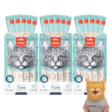 Imagem de Wanpy Petisco para Gatos Creamy Truly Premium – Sabor Atum e Bacalhau – 15 Tubos de 14g (Total 210g)