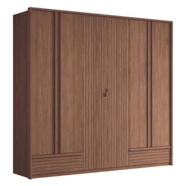Imagem de Guarda Roupa Casal 6 Portas Ripado Atlanta Jatobá - CASA H