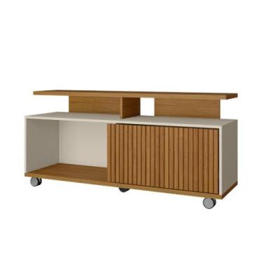 Imagem de Rack Com Prateleira Madri Cinamomo Off White Ripado - CASA H