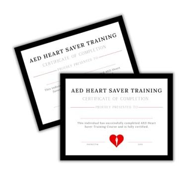 Imagem de AED Heart Saver Training Certificate Award 50pk Curso de Primeiros Socorros 21,6 x 28 cm Certificado Babysitting Lifeguard to Frame Completion