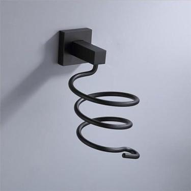 Imagem de Kit de ferragens para banheiro preto - 6 peças de toalheiros e ganchos para papel higiênico - aço inoxidável, suporte para soprador