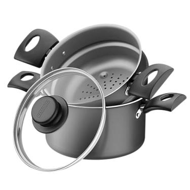 Imagem de Cuscuzeira Tramontina Turim em Alumínio com Revestimento Interno e Externo em Antiaderente Starflon Max Chumbo 16 cm