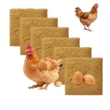 Imagem de BESTORI Pacote com 6 almofadas de nidificação de galinhas laváveis grama artificial 30,5 cm x 30,5 cm, reutilizável, cama de galinha, deitando ovos, tapete de grama sintética para galinheiro