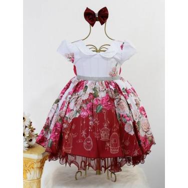Imagem de Vestido Infantil Floral Festa Luxo E Tiara - Pingo de Gente Baby Kids 