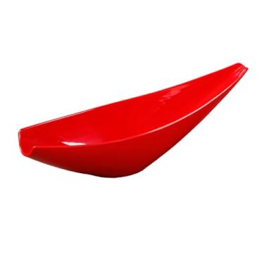 Imagem de Prato de sashimi estilo nórdico cor sólida esmaltado redondo delicado em forma de barco - prato sashimi de 59,7 cm [vermelho]