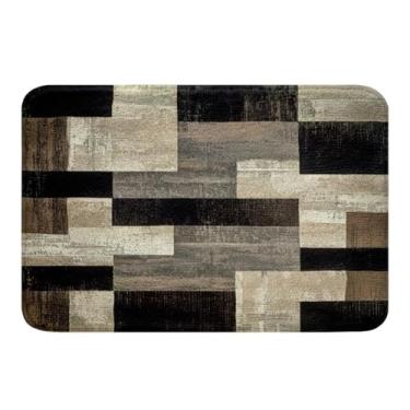 Imagem de Feelyou Tapetes geométricos de banheiro 40,6 cm x 61 cm tapetes de banho de luxo para banheira de chuveiro, tapetes de banho geométricos para banheiro, arte abstrata, acessórios de banheiro marrom