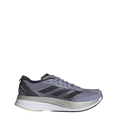 Imagem de adidas Tênis de corrida feminino Adizero Boston 11, Violeta prata/preto central/prata Dawn, 39