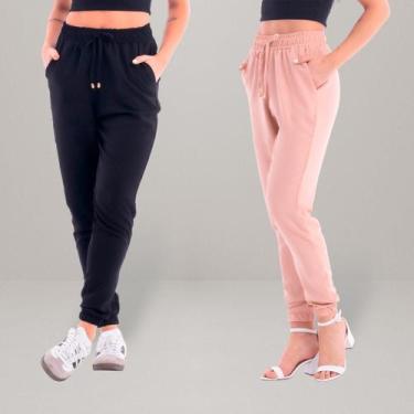 Imagem de Kit 2 Calças Jogger Feminina Duna Crepe Com Bolso e Cordão - Ju Ribeir