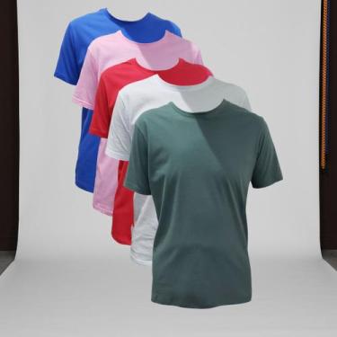 Imagem de Kit 5 Camisas Camisetas Masculinas Básicas Lisas Manga Curta Algodão C