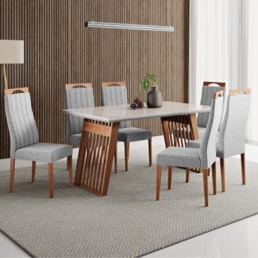 Imagem de Conjunto Sala de Jantar Moscou com 6 Cadeiras Grecia Madetal, Cinza