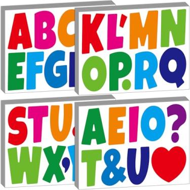 Imagem de Bemeol Letter Stickers 378 Pcs Bulletin Board Letters for Classroom 4 Inch Alphabet Cutout Letters for Poster Board Display Home Classroom School Decor(Colorful)