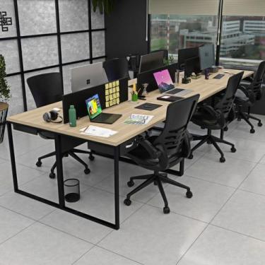 Imagem de Escrivaninha para Escritório 6 Lugares Carvalho / Preto - Netmobil