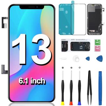 Imagem de Substituição de tela para iPhone 13 com fone de ouvido alto-falante sensor de proximidade LCD Display Frame 3D Touch digitalizador kit de ferramentas de reparo conjunto completo A2482 A2631 A2634