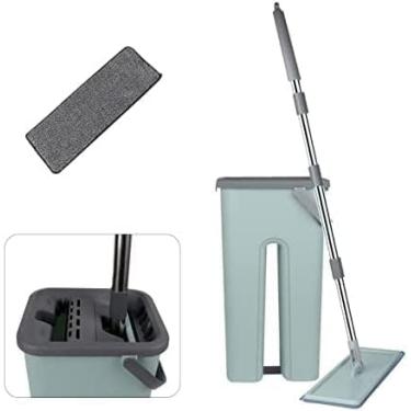 Imagem de Rodo Flat Mop e Balde Lava e Seca Profissional com 2 Refis – Sistema de Limpeza Rápido e Eficiente para Todos os Tipos de Piso