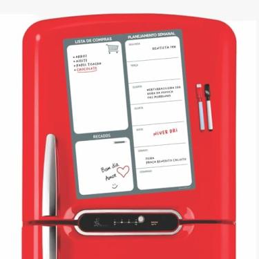 Imagem de Lousa Super Planner Magnético Para Geladeira Quadro de Aviso Com 2 Canetas Com Ímã - Recados Anotações Decoração