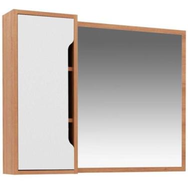 Imagem de Espelheira Para Banheiro 80 Cm Com 1 Porta Amêndoa/branco - TECNOMÓBIL