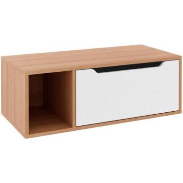Imagem de Gabinete De Banheiro 80 Cm Com 1 Porta E Nicho Amêndoa/branco - TECNOM