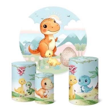 Imagem de Trio Capas Cilindro + Painel Redondo 1,50m Dinossauros (Dinossauros K1DNS015)