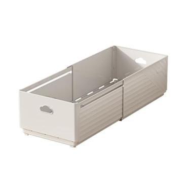 Imagem de Caixa de armazenamento expansível Camada única Camada Retangular empilhável gaveta Arganizador de especiarias para a cozinha Cabinet White (Pequeno)