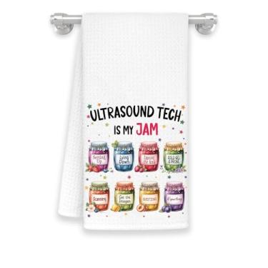 Imagem de Ultrasound Tech is My Jam! Toalha de cozinha - Presentes engraçados para ultrassonografistas e estudantes de ultrassonografia - Tópicos de tecnologia de ultrassom de presente - Toalhas macias e