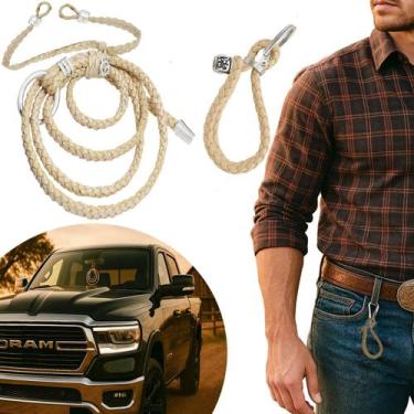 Imagem de Laço de Couro Cru Para Retrovisor Carro Penduricalho com Argola - GRAN
