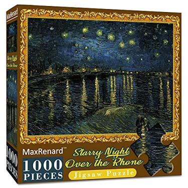 Imagem de MaxRenard Jogo De Quebra-Cabeça 1000 Peças Coleção Belas Artes Brinquedo Van Gogh Noite Estrelada Sobre O Rhone