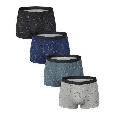 Imagem de Cueca Boxer Estampada Masculina - Pacote com 4 Unidades - Tamanhos Gra