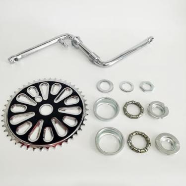 Imagem de DONSP1986 Kit de manivela de pedal de 5 cm de largura, manivela de uma peça, para motor de 2 tempos, bicicleta motorizada a gás 48cc/66cc/80cc (preto, 44 dentes)