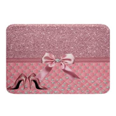Imagem de Glitter Diamond Tapetes de banheiro rosa pastel tapetes de banho para banheiro salto alto tapetes de banho para banheira acessórios de banheiro sonhador decoração 20" x 32"