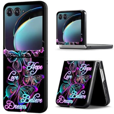 Imagem de BREIDMKFM Capa protetora para Motorola Razr 2024, fina, rígida, policarbonato, antiarranhões, à prova de choque, com carregamento sem fio, capa protetora para Moto Razr 50, glitter de borboleta