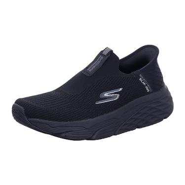 Imagem de Skechers Tênis de corrida masculino com amortecimento máximo sem cadarço e espuma viscoelástica, Preto, 39