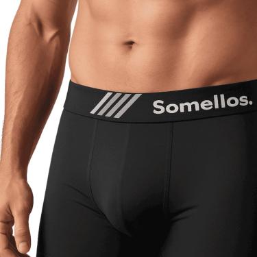 Imagem de Cueca Boxer Somellos Masculina Microfibra Premium Anatómica Confortável Azul, Branca e Preta