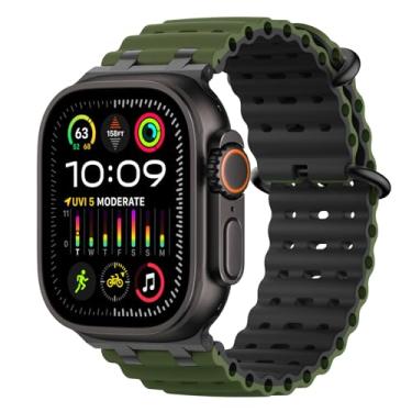 Imagem de MoKo Pulseira Ocean Band compatível com Apple Watch Ultra 3/2/1 de 49 mm, pulseira esportiva de silicone atualizada de 46 mm, 45 mm e 44 mm, séries 11/10/9/8/7/6/5 SE3/2/1, pulseira respirável com