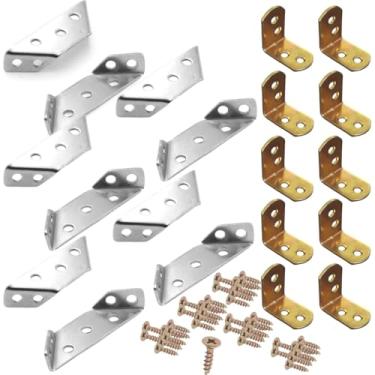 Imagem de 10 Cantoneira Inox Móveis + 10 Cantoneira 3X3+ 110 Parafusos