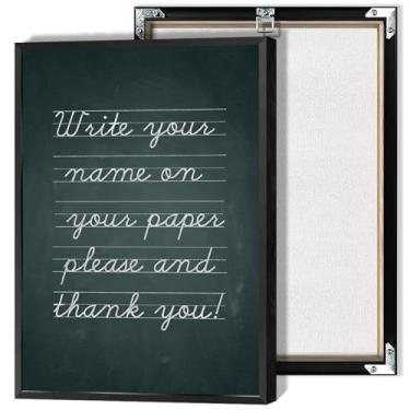 Imagem de Pôster retrô inspirador para sala de aula, motivação, mentalidade de crescimento, arte de parede em tela, escreva seu nome por favor, quadro-negro, impressões, pintura para sala de aula, quarto de