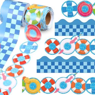 Imagem de Trandraft 2 rolos para decoração de quadro de avisos de natação de 20 m, tiras de borda de piscina, decoração de sala de aula, bordas de acabamento de volta às aulas para escritório em casa (estilo de