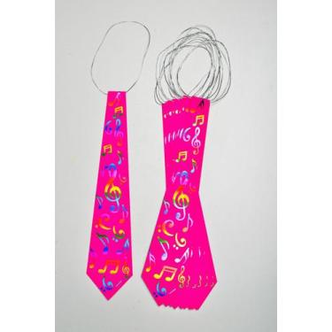 Imagem de Gravata Musical Pacote Com 12 - Festas e Fantasias, Pink
