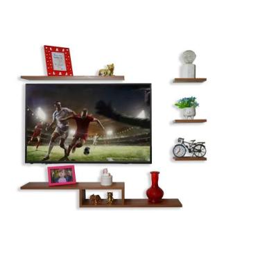 Imagem de Kit Rack Suspenso Tv Com 5 Nichos Premium Organizador Livros - Hayner,