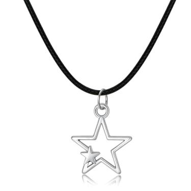 Imagem de MALOYANVE Colar gargantilha com estrela, sol, lua, elegante, gótico, boêmio, vintage, preta, Halloween, Natal, Ano Novo, joias para mulheres, Zinco, Sem Pedra Preciosa