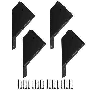 Imagem de 4 peças de suportes de pérgola de 45 graus para madeira 10 x 10 x 15 cm, aço resistente, inclui parafusos e ferramentas de instalação, ideal para construção de gazebo, jardim e galpão