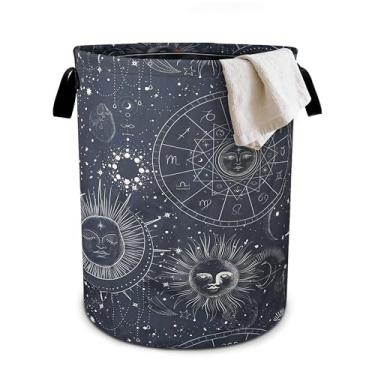 Imagem de Cesto de roupa suja para o sol e lua, bolsa dobrável de tecido Oxford, cesto de lavanderia, organizador de balde de roupas para banheiro/armazenamento de lavanderia/quarto 40 x 40 cm