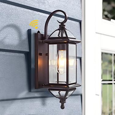 Imagem de GAAZIE Luzes de parede externas de cobre do crepúsculo ao amanhecer, luminárias externas, suporte de parede, 45 cm de altura, luzes externas para casa, garagem, varanda e pátio, bronze polido a óleo