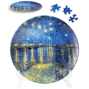 Imagem de PieceRelax Prato Quebra-Cabeça 3D Com 124 Peças - Van Gogh Noite Estrelada Sobre O Rhône Presente Exclusivo E Decoração Para Casa Plástico [Pl1003]