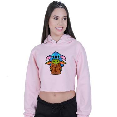 Imagem de Cropped Moletom Feminino Lilo Stitch yoda Star Wars - Lafre, Rosa clar