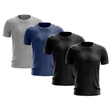 Imagem de Kit 4 Camisetas Masculina Manga Curta Dry Básica Lisa Proteção Solar U