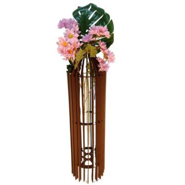 Imagem de Vaso de Chão Decorativo Grande MDF PENEDO - LENOBRE, Marrom, 75x20cm