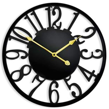 Imagem de SUKYING Relógio de parede grande de 40,6 cm, relógio de parede moderno de fazenda silencioso operado por bateria, relógio decorativo de metal preto para sala de estar, cozinha, quarto