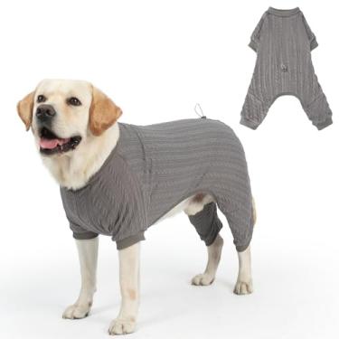 Imagem de SCENEREAL Pijamas para cães pequenos a grandes, suéter de malha para animais de estimação quente, casaco de inverno, macacão macio, pijamas para cachorros, cinza GG
