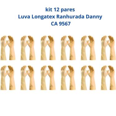 Imagem de Kit 12 Luva Longatex Ranhurada Danny CA 9567